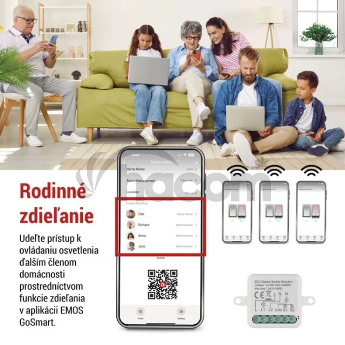 GoSmart prepínací modul IP-2104SZ, ZigBee, 2-kanálový (nevyžaduje N-vodič)