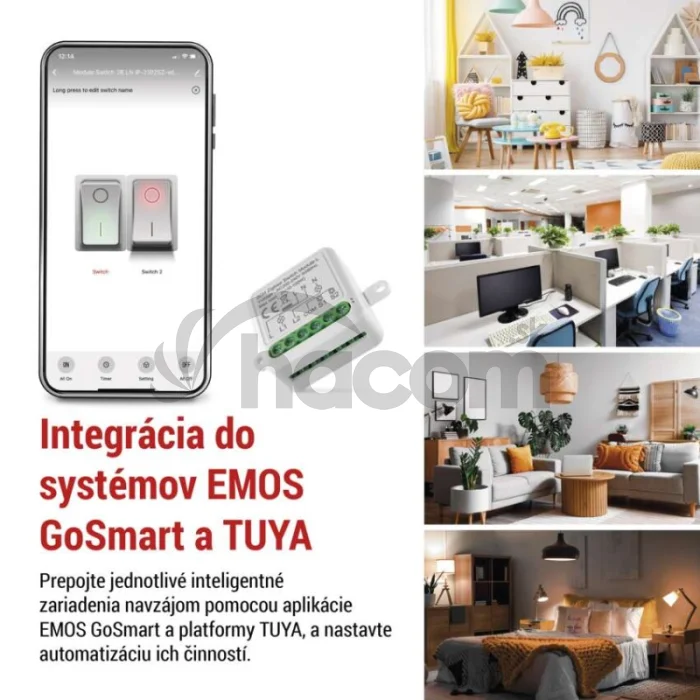 GoSmart prepínací modul IP-2104SZ, ZigBee, 2-kanálový (nevyžaduje N-vodič)