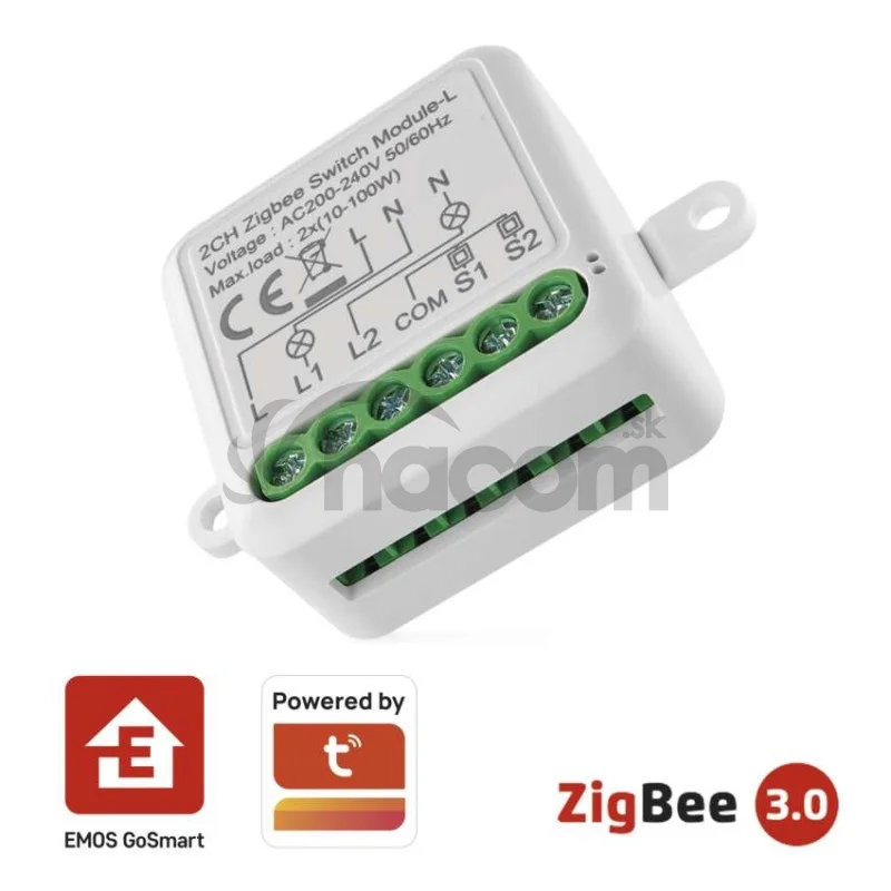 GoSmart prepínací modul IP-2104SZ, ZigBee, 2-kanálový (nevyžaduje N-vodič)