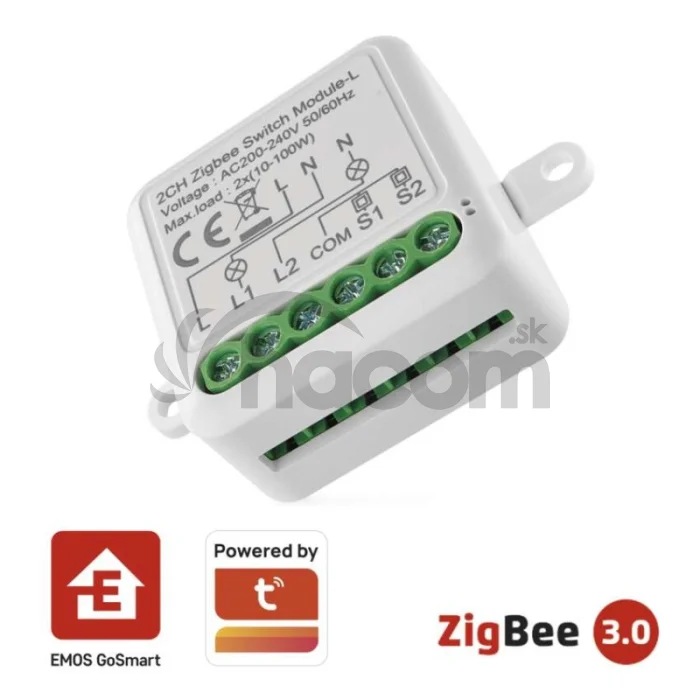 GoSmart prepínací modul IP-2104SZ, ZigBee, 2-kanálový (nevyžaduje N-vodič)