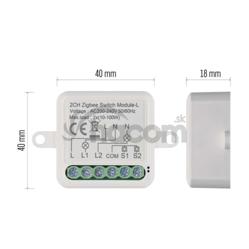 GoSmart prepínací modul IP-2104SZ, ZigBee, 2-kanálový (nevyžaduje N-vodič)