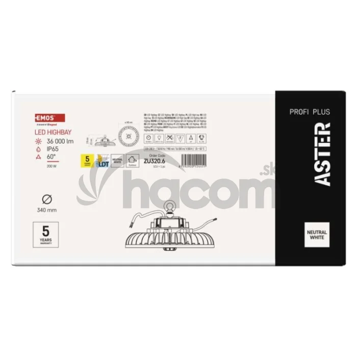LED priemyselné závesné svietidlo HIGHBAY ASTER 60° 200W