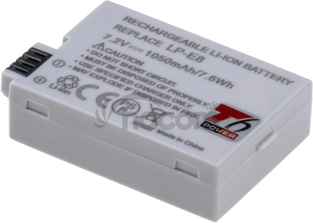 Batéria T6 power Canon LP-E8, 1050mAh, 7,6Wh, sivá