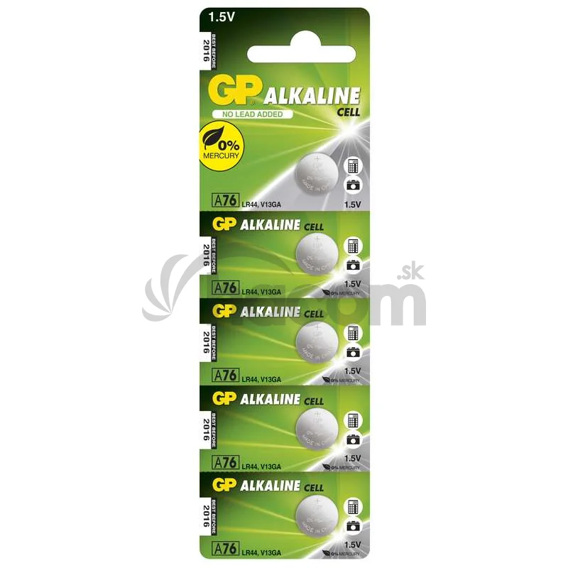 Alkalická Batéria GP LR44 (A76) - 5ks