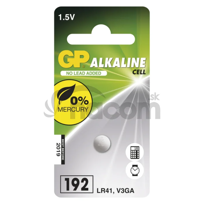Alkalická gombíková batéria GP LR41 (192F), 1 ks