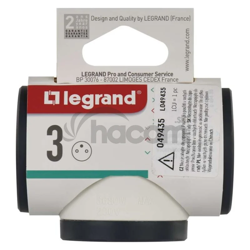 LEGRAND Revolution Rozbočovacia zásuvka 3× guľatá