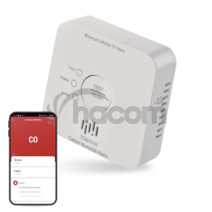 GoSmart detektor oxidu uhoľnatého v miestnosti TCS0101W s WiFi