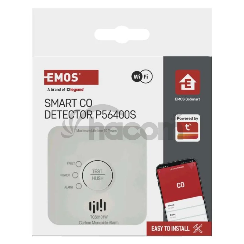 GoSmart detektor oxidu uhoľnatého v miestnosti TCS0101W s WiFi