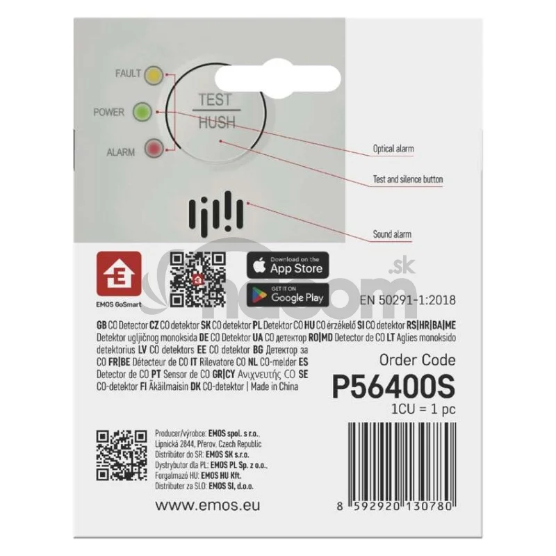 GoSmart detektor oxidu uhoľnatého v miestnosti TCS0101W s WiFi