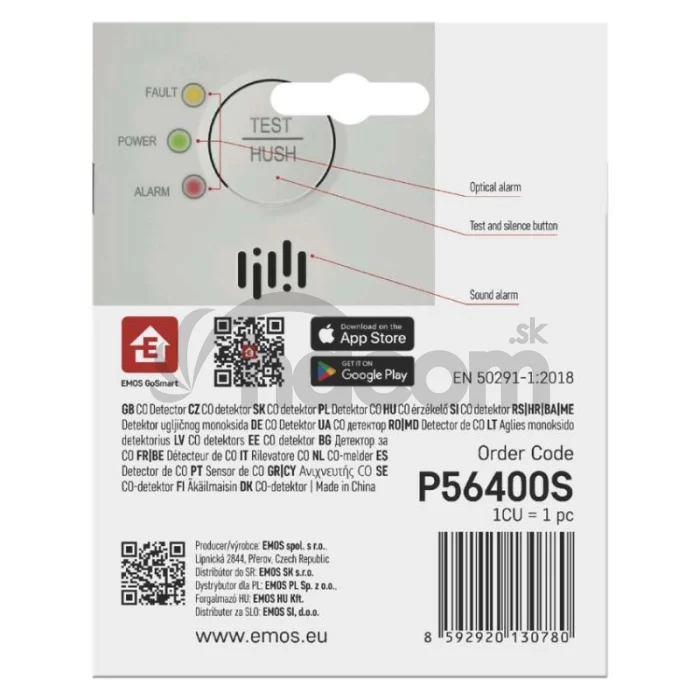 GoSmart detektor oxidu uhoľnatého v miestnosti TCS0101W s WiFi