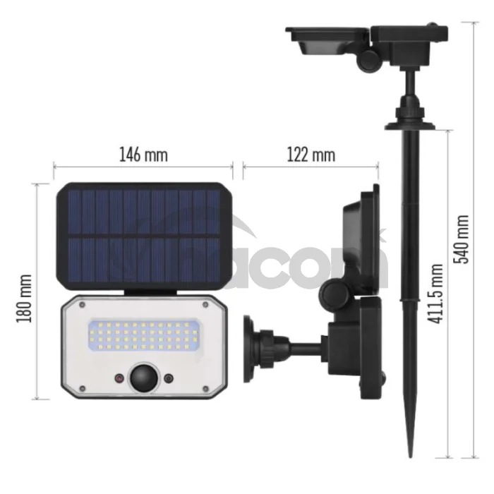 LED reflektor solárny SPILO so senzorom pohybu, teplá biela