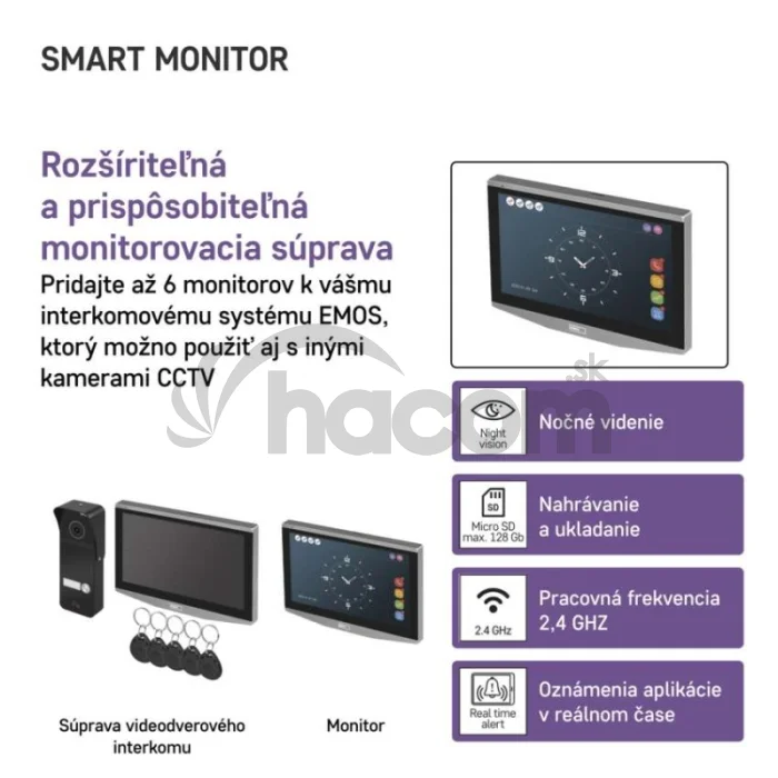 GoSmart Prídavný monitor IP-750B domáceho videovrátnika IP-750A
