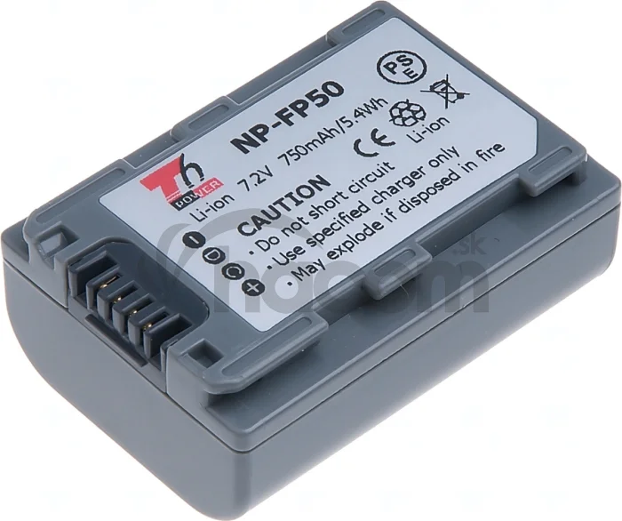 Batéria T6 Power Sony NP-FP30, NP-FP50, 750mAh, 5,4Wh, sivá