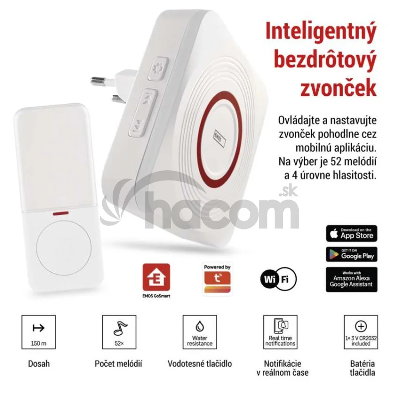 GoSmart Domový bezdrôtový zvonček P5735WS do zásuvky s WiFi