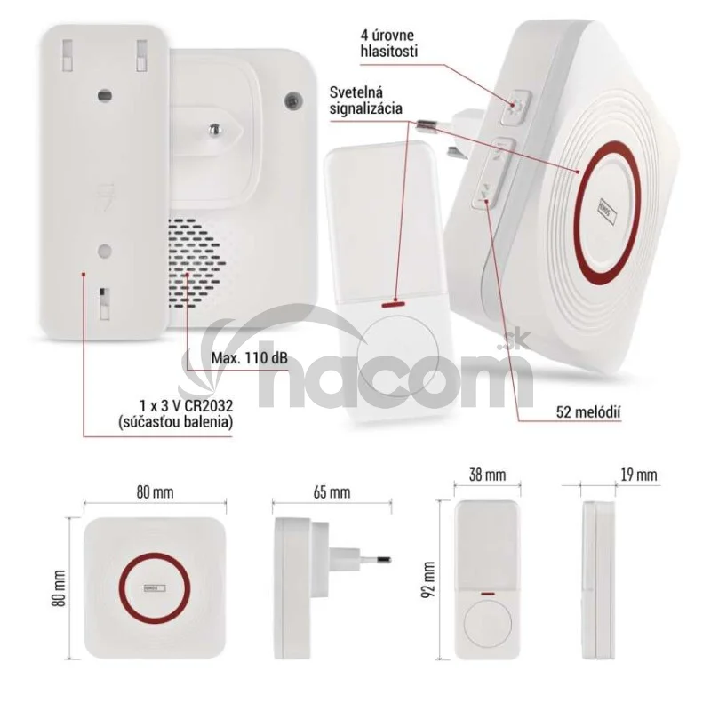 GoSmart Domový bezdrôtový zvonček P5735WS do zásuvky s WiFi