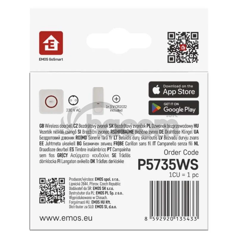 GoSmart Domový bezdrôtový zvonček P5735WS do zásuvky s WiFi