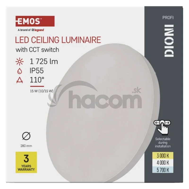 LED prisadené svietidlo DIONI kruhové, biele, 15W, CCT