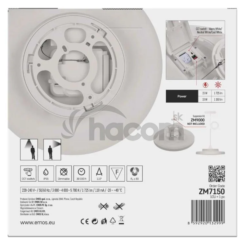 LED prisadené svietidlo DIONI kruhové, biele, 15W, CCT