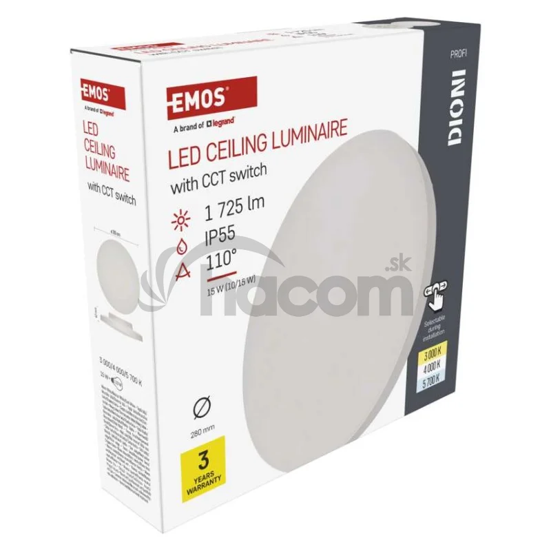 LED prisadené svietidlo DIONI kruhové, biele, 15W, CCT