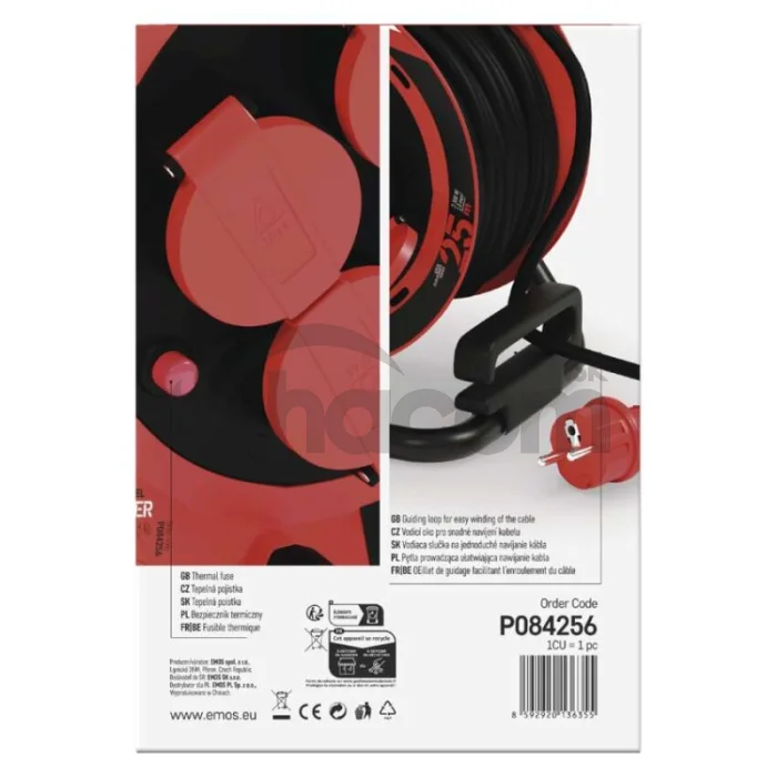 Vonkajší predlžovací kábel na bubne 25 m / 4 zásuvky / guma / 230 V / 1,0 mm2 / IP44