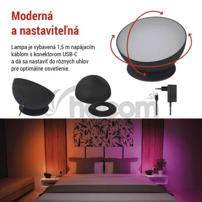 GoSmart LED ambientná lampa, čierna, teplá biela–studená biela/ RGB, WiFi