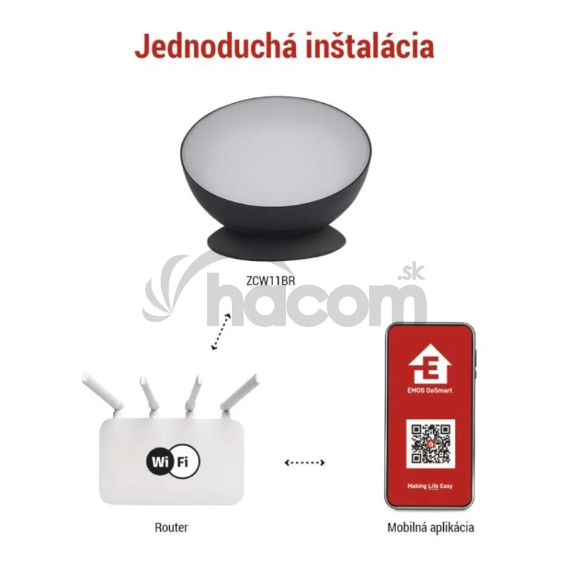 GoSmart LED ambientná lampa, čierna, teplá biela–studená biela/ RGB, WiFi