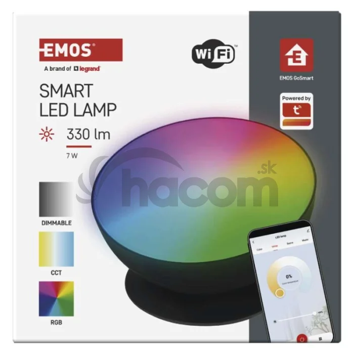 GoSmart LED ambientná lampa, čierna, teplá biela–studená biela/ RGB, WiFi