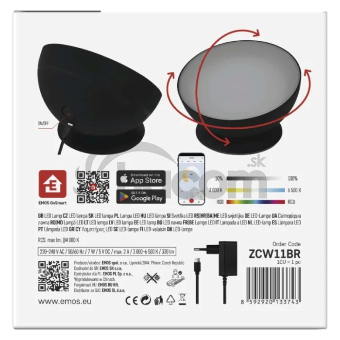 GoSmart LED ambientná lampa, čierna, teplá biela–studená biela/ RGB, WiFi