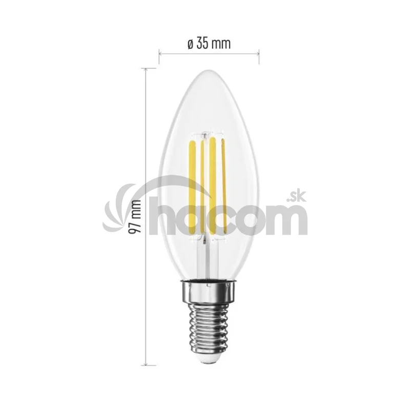 LED žiarovka Filament sviečka / E14 / 7 W (75 W) / 1055 lm / neutrálna biela