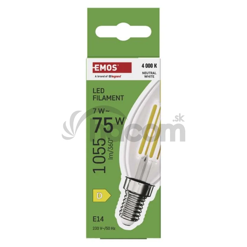 LED žiarovka Filament sviečka / E14 / 7 W (75 W) / 1055 lm / neutrálna biela