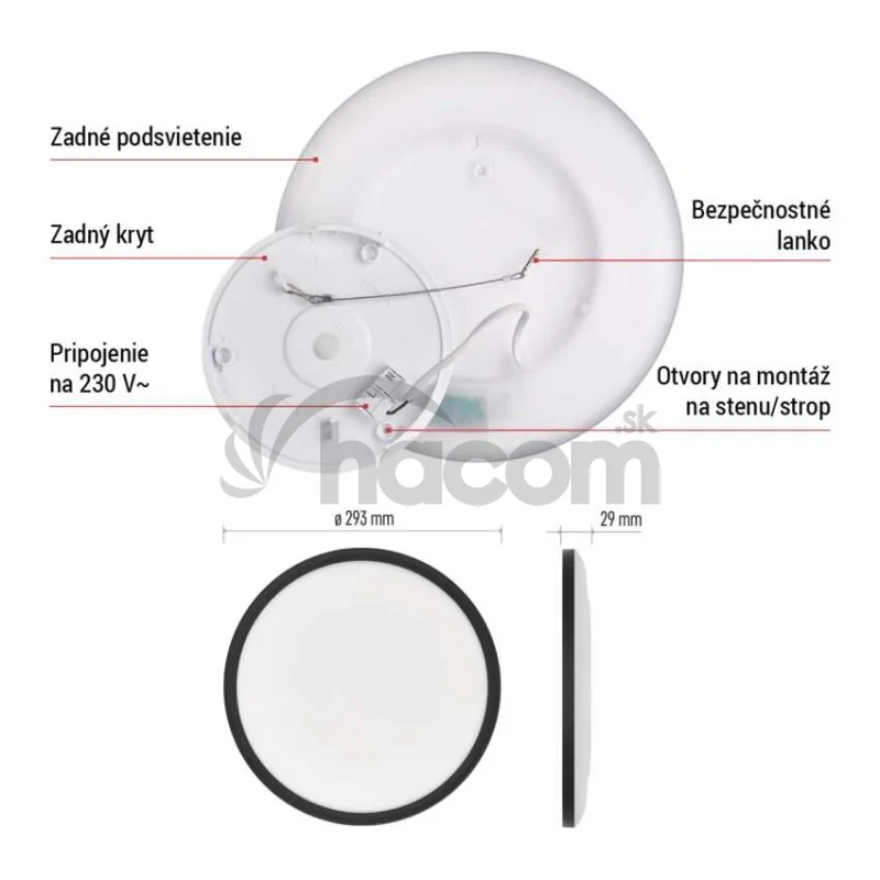 LED prisadené svietidlo FLORI okrúhle, čierné, 18W, neutrálna biela