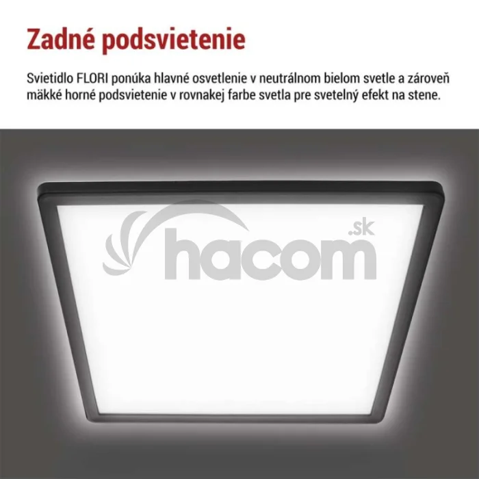 LED prisadené svietidlo FLORI štvorcový, čierné, 18W, neutrálna biela