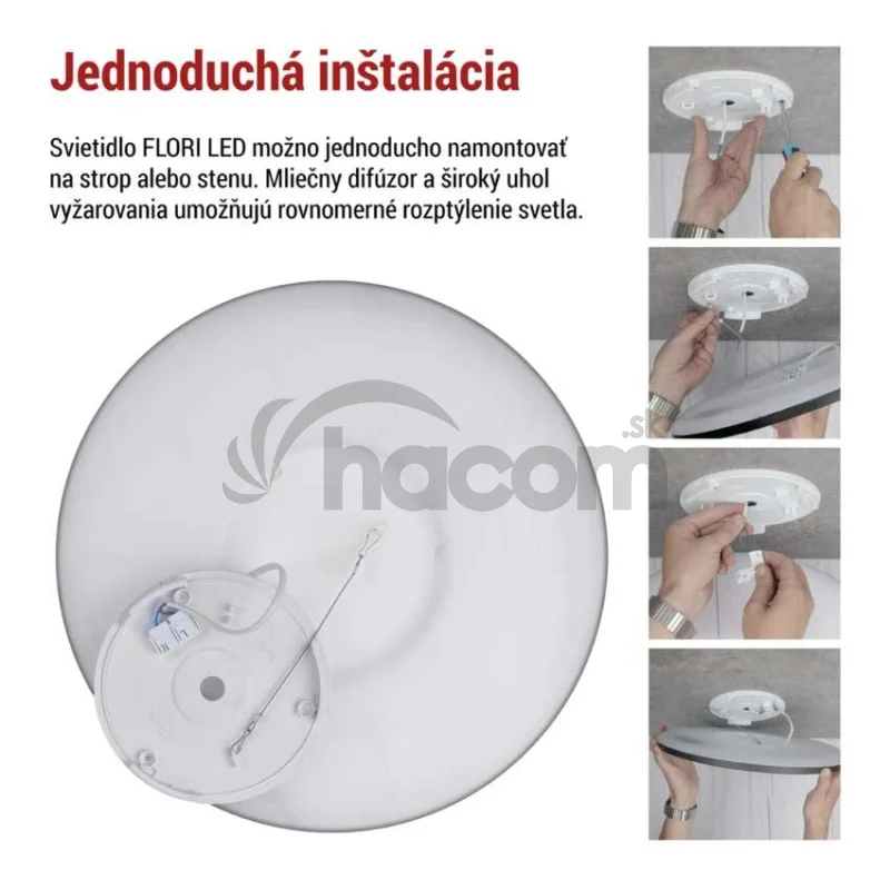 LED prisadené svietidlo FLORI okrúhle, čierné, 22W, neutrálna biela