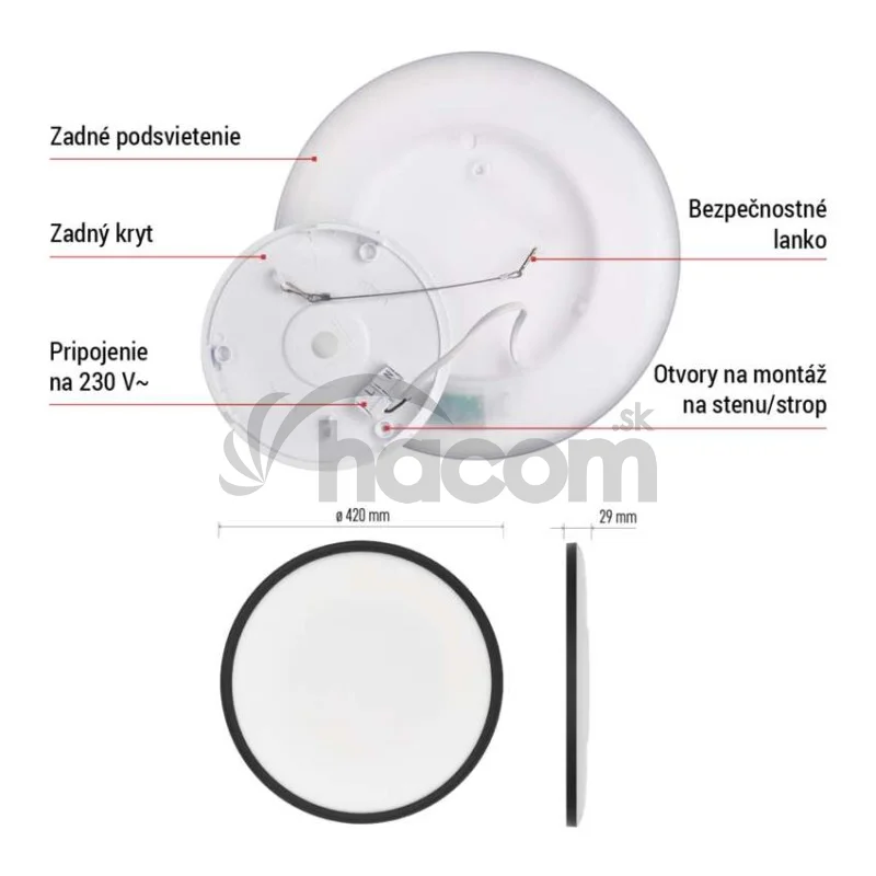 LED prisadené svietidlo FLORI okrúhle, čierné, 22W, neutrálna biela