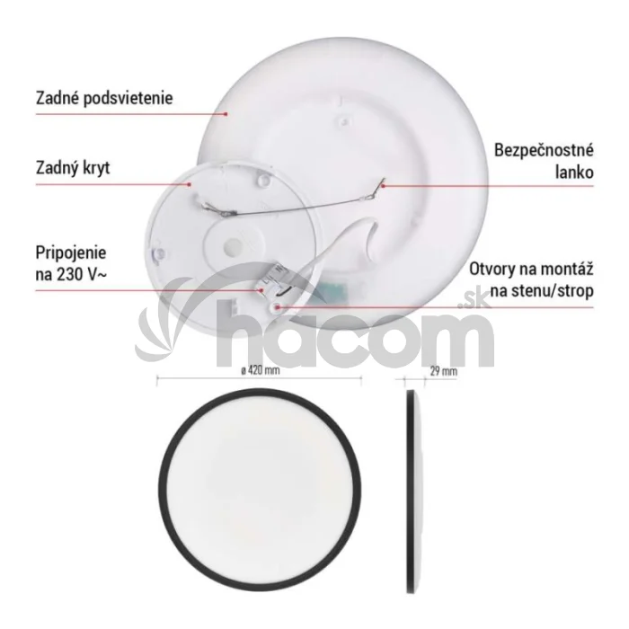 LED prisadené svietidlo FLORI okrúhle, čierné, 22W, neutrálna biela