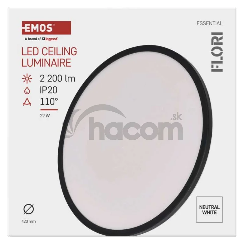 LED prisadené svietidlo FLORI okrúhle, čierné, 22W, neutrálna biela