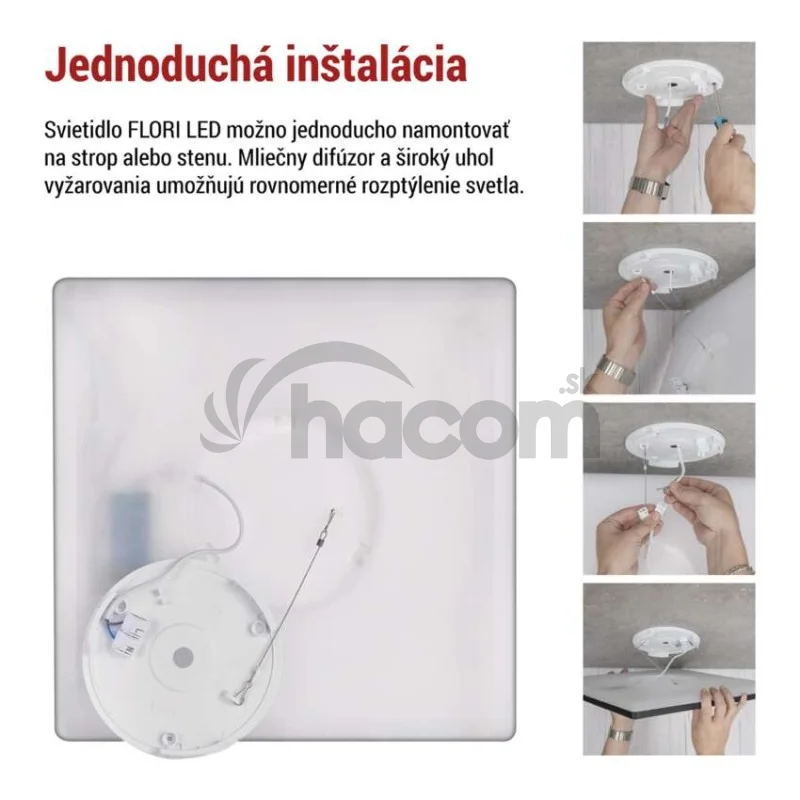 LED prisadené svietidlo FLORI štvorcový, čierné, 22W, neutrálna biela