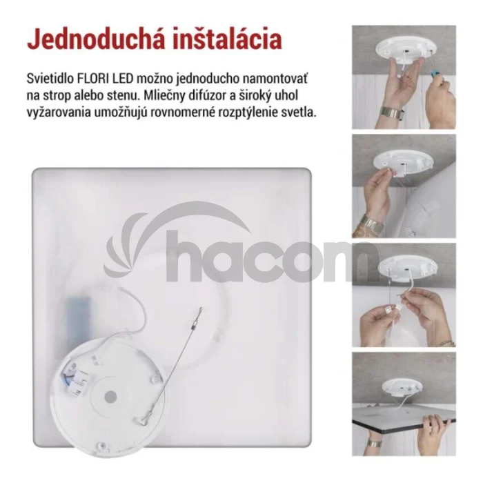 LED prisadené svietidlo FLORI štvorcový, čierné, 22W, neutrálna biela