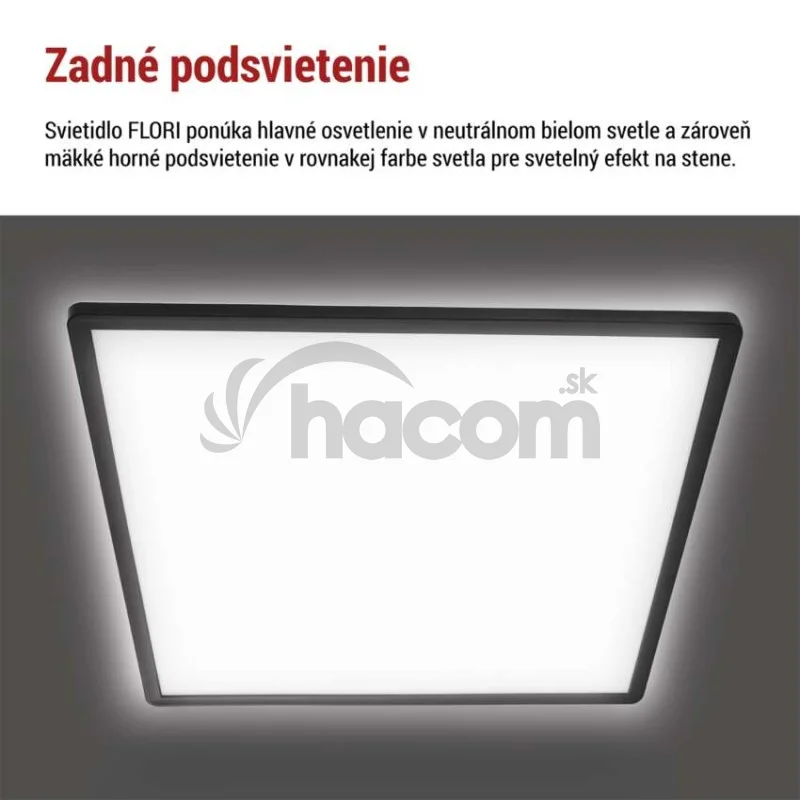 LED prisadené svietidlo FLORI štvorcový, čierné, 22W, neutrálna biela