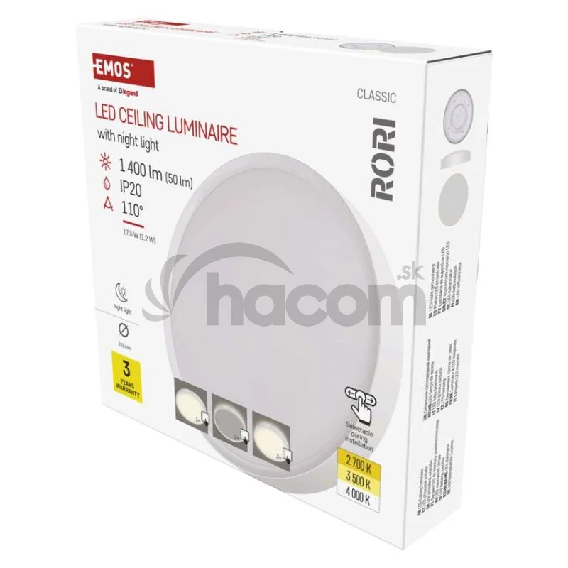 LED prisadené svietidlo RORI kruhové, biele, 17W, CCT