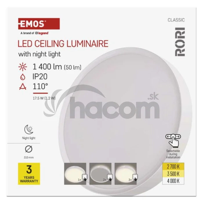 LED prisadené svietidlo RORI kruhové, biele, 17W, CCT