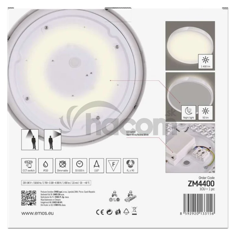 LED prisadené svietidlo RORI kruhové, biele, 17W, CCT
