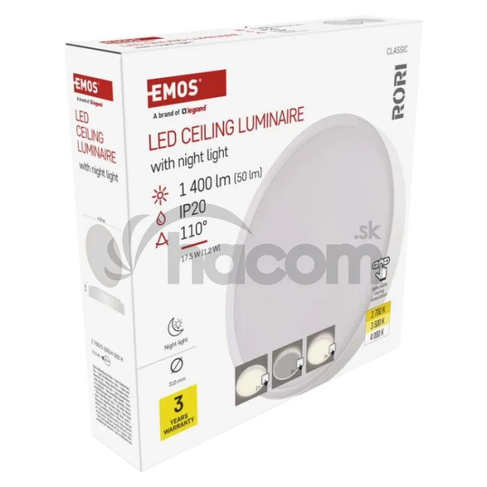 LED prisadené svietidlo RORI kruhové, biele, 17W, CCT