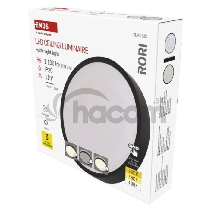 LED prisadené svietidlo RORI kruhové, čierné,17W, CCT