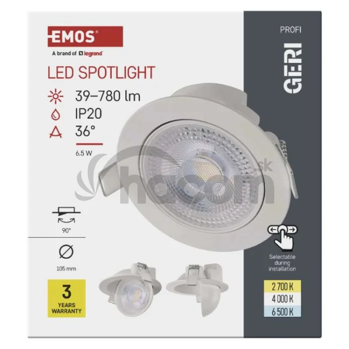 LED bodové svietidlo GERI 6,5W 780LM IP20 CCT bielá