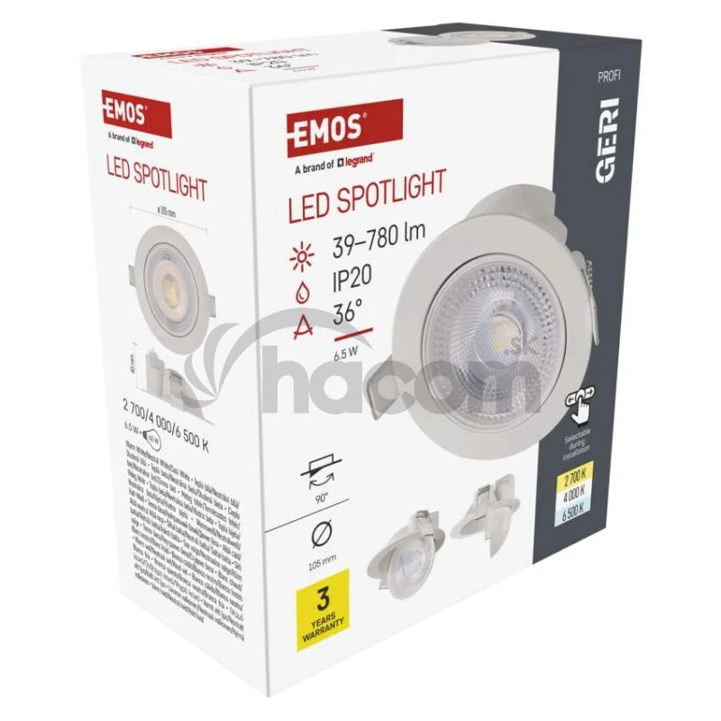 LED bodové svietidlo GERI 6,5W 780LM IP20 CCT bielá