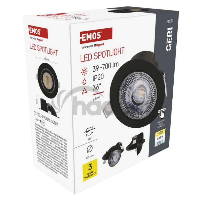 LED SVIETIDLO GERI VST. KR 6,5W 700LM IP20 CCT čierná