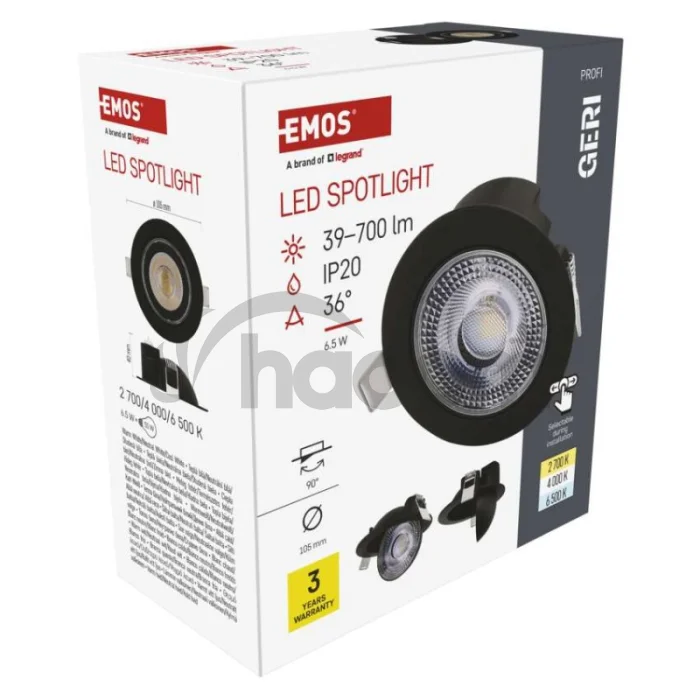 LED SVIETIDLO GERI VST. KR 6,5W 700LM IP20 CCT čierná