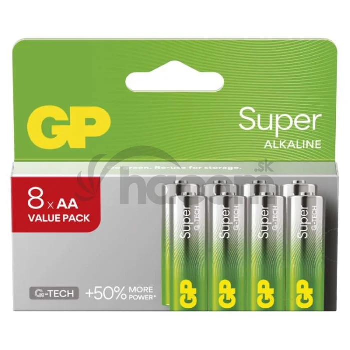 Alkalická batéria GP Super LR6 (AA), 8 ks