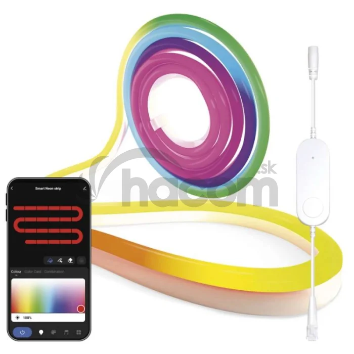 GoSmart Flexibilný LED pásik NEON biely, 3 m, 23 W, RGBIC stmievateľný, WiFi